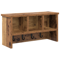 Produktbild för Väggmonterad Klädhängare med hylla Gammalt trä 50 x 16 x 26 cm