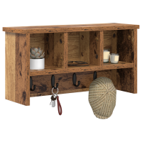 Produktbild för Väggmonterad Klädhängare med hylla Gammalt trä 50 x 16 x 26 cm