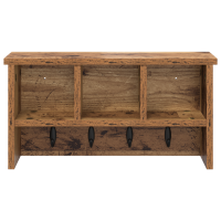 Produktbild för Väggmonterad Klädhängare med hylla Gammalt trä 50 x 16 x 26 cm