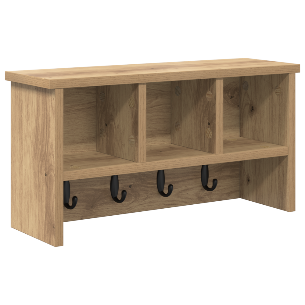 Produktbild för Väggmonterad Klädhängare med hylla Artisan Ek 50 x 16 x 26 cm