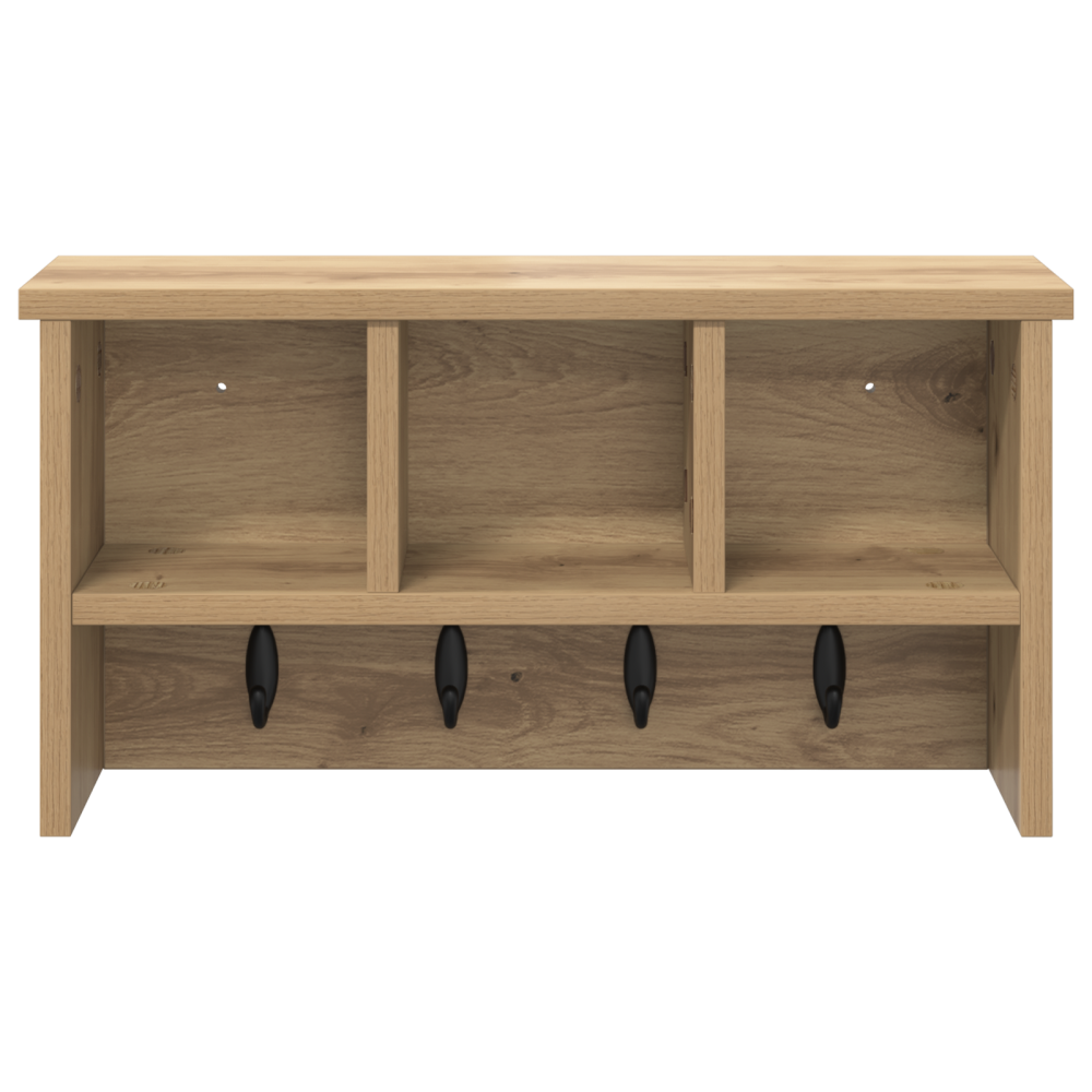 Produktbild för Väggmonterad Klädhängare med hylla Artisan Ek 50 x 16 x 26 cm
