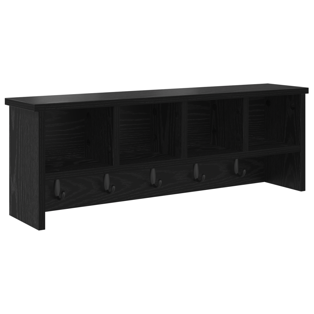Produktbild för Väggmonterad Klädhängare med hylla Svart Ek 75 x 16 x 26 cm