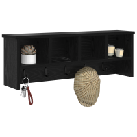 Produktbild för Väggmonterad Klädhängare med hylla Svart Ek 75 x 16 x 26 cm