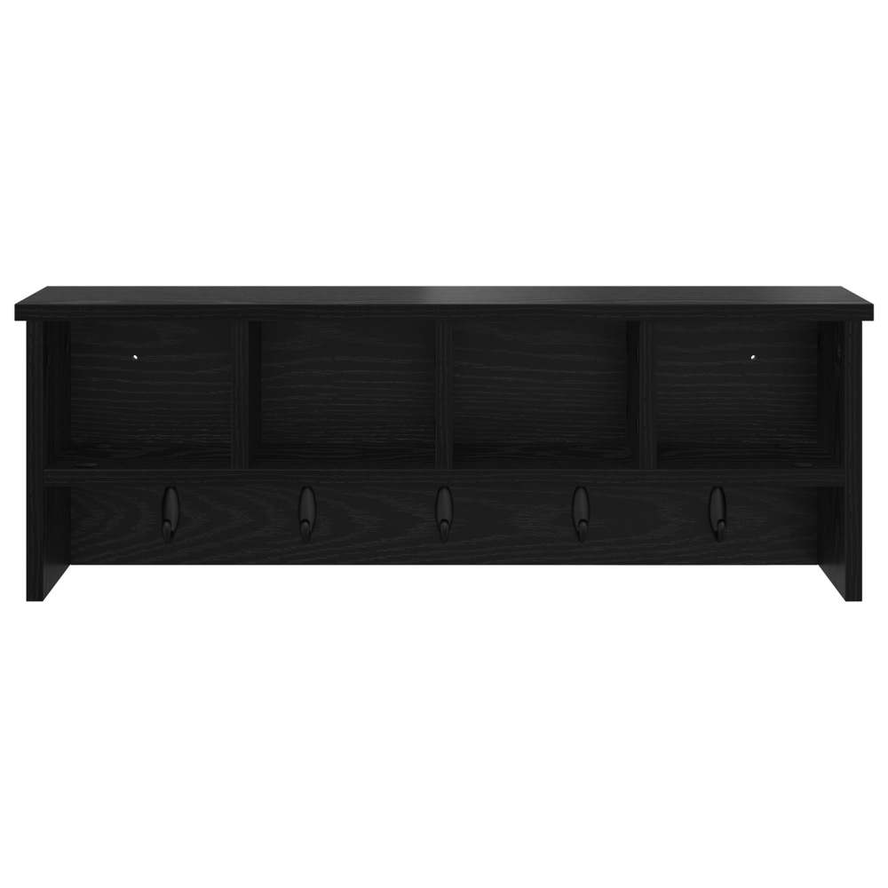 Produktbild för Väggmonterad Klädhängare med hylla Svart Ek 75 x 16 x 26 cm