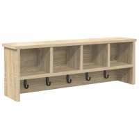 Produktbild för Väggmonterad Klädhängare med hylla Sonoma-ek 75 x 16 x 26 cm