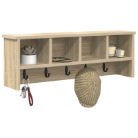 Produktbild för Väggmonterad Klädhängare med hylla Sonoma-ek 75 x 16 x 26 cm