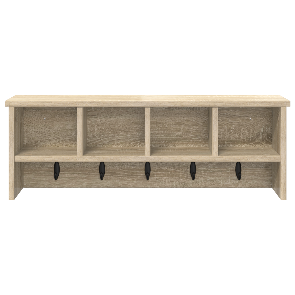 Produktbild för Väggmonterad Klädhängare med hylla Sonoma-ek 75 x 16 x 26 cm