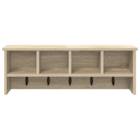 Produktbild för Väggmonterad Klädhängare med hylla Sonoma-ek 75 x 16 x 26 cm