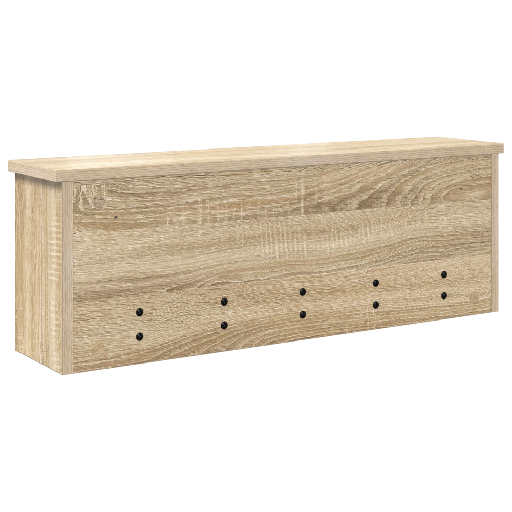 Produktbild för Väggmonterad Klädhängare med hylla Sonoma-ek 75 x 16 x 26 cm