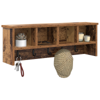 Produktbild för Väggmonterad Klädhängare med hylla Gammalt trä 75 x 16 x 26 cm
