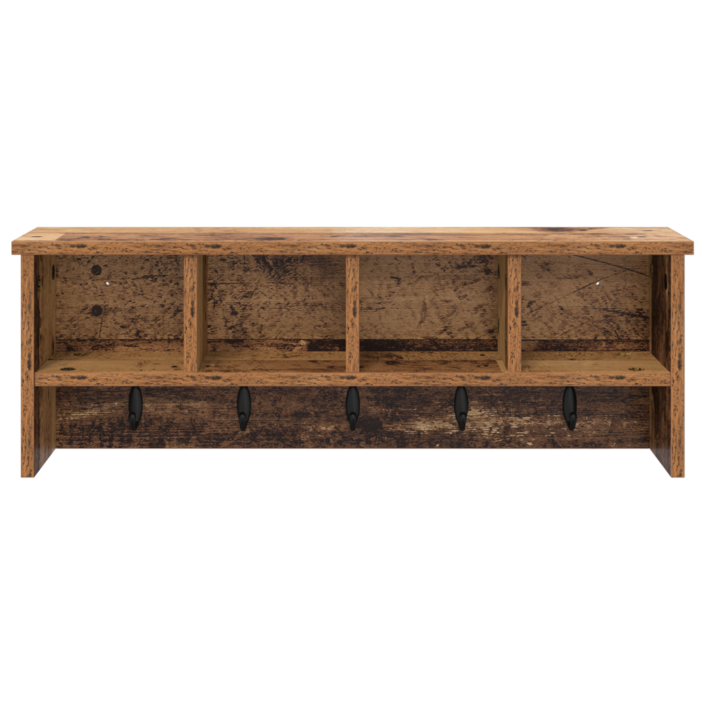 Produktbild för Väggmonterad Klädhängare med hylla Gammalt trä 75 x 16 x 26 cm