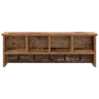 Produktbild för Väggmonterad Klädhängare med hylla Gammalt trä 75 x 16 x 26 cm