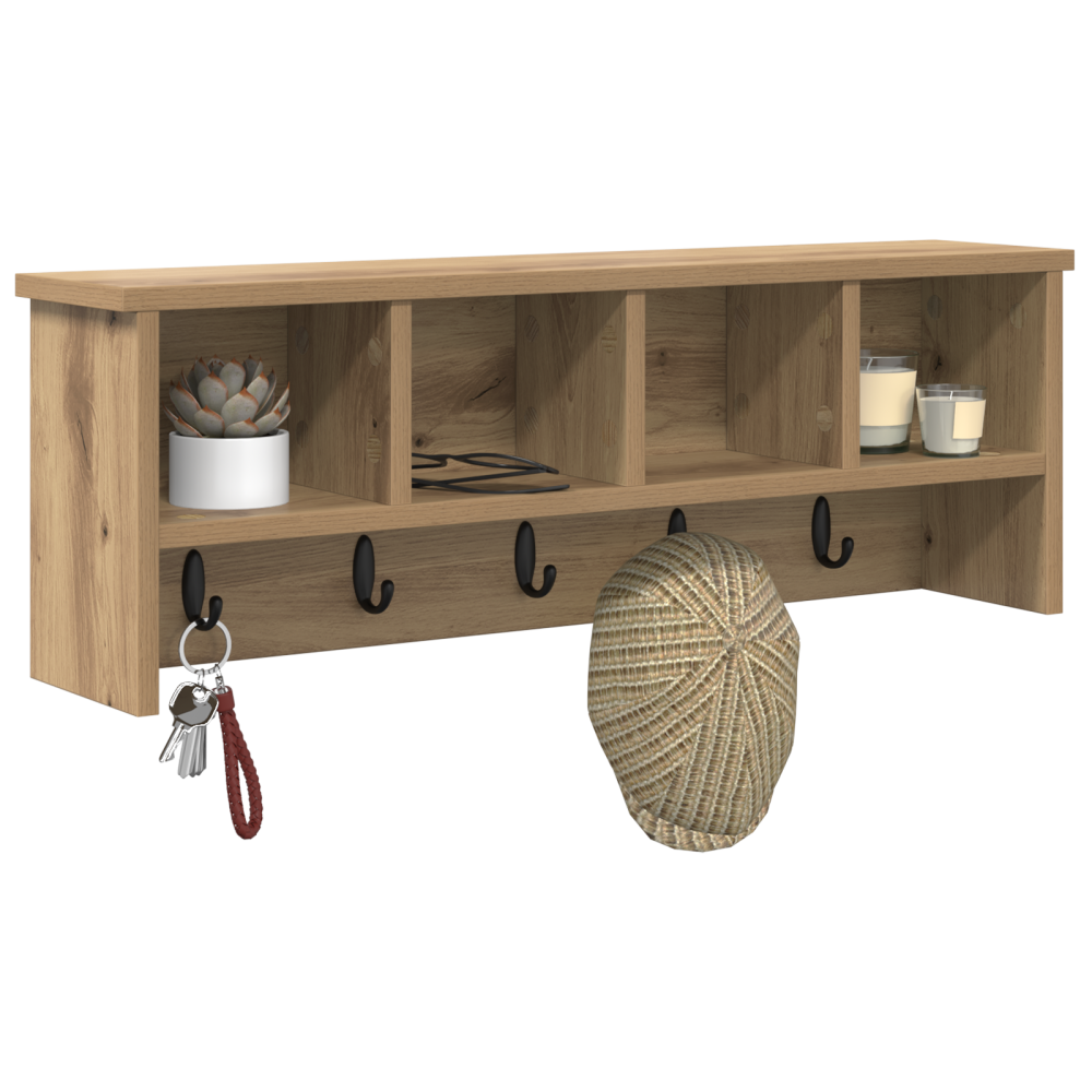 Produktbild för Väggmonterad Klädhängare med hylla Artisan Ek 75 x 16 x 26 cm