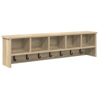 Produktbild för Väggmonterad Klädhängare med hylla Sonoma-ek 100 x 16 x 26 cm