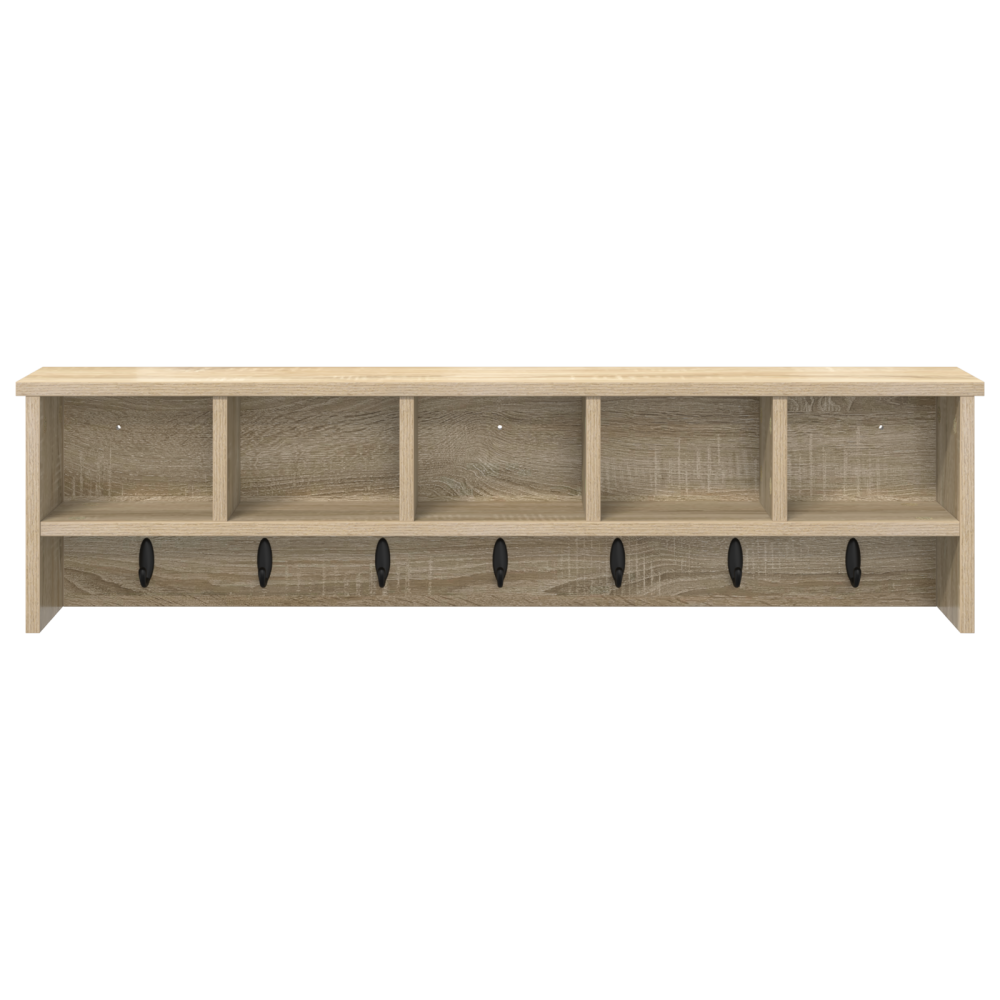 Produktbild för Väggmonterad Klädhängare med hylla Sonoma-ek 100 x 16 x 26 cm