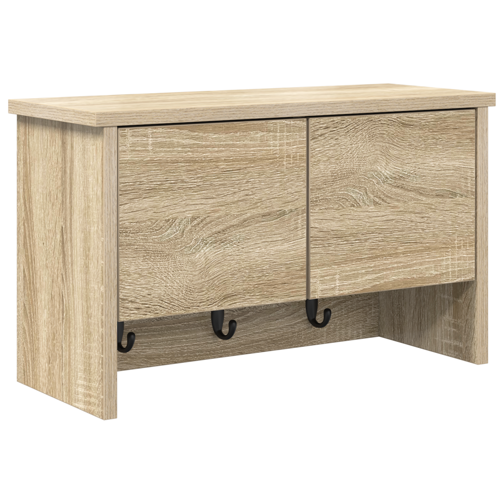 Produktbild för Väggmonterad Klädhängare med hylla Sonoma-ek 50 x 20 x 30 cm