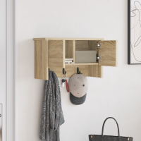 Produktbild för Väggmonterad Klädhängare med hylla Sonoma-ek 50 x 20 x 30 cm