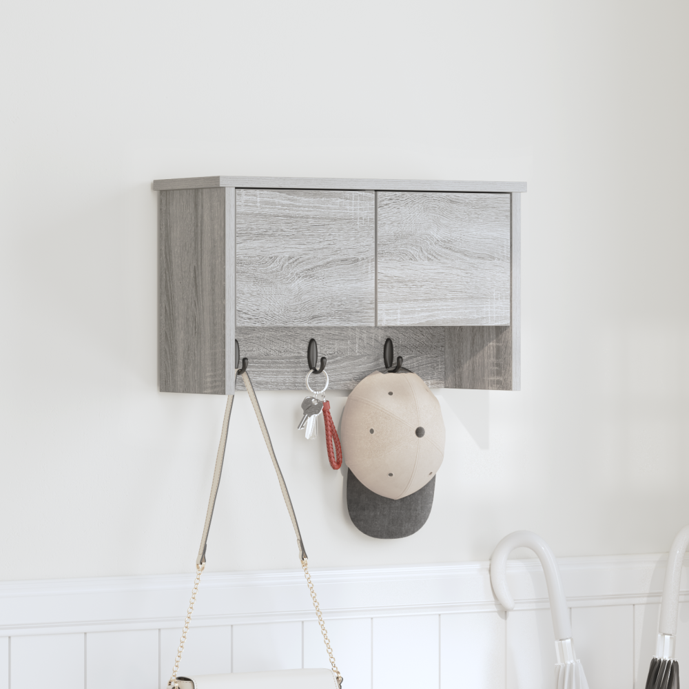 Produktbild för Väggmonterad Klädhängare med hylla Grå Sonoma 50 x 20 x 30 cm