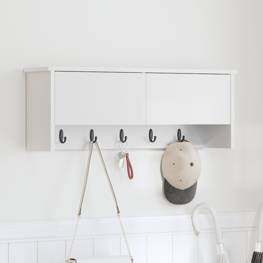 Produktbild för Väggmonterad Klädhängare Vit 80 x 20 x 30 cm Konstruerat trä