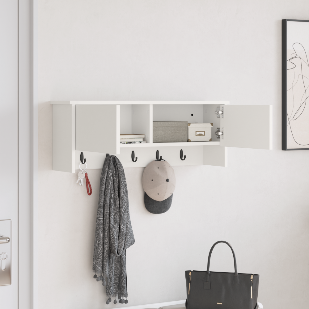Produktbild för Väggmonterad Klädhängare Vit 80 x 20 x 30 cm Konstruerat trä