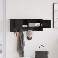 Produktbild för Väggmonterad Klädhängare med hylla Svart Ek 80 x 20 x 30 cm
