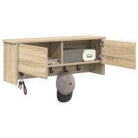 Produktbild för Väggmonterad Klädhängare med hylla Sonoma-ek 80 x 20 x 30 cm