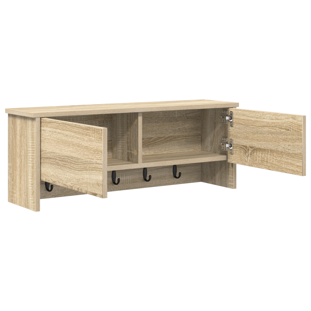 Produktbild för Väggmonterad Klädhängare med hylla Sonoma-ek 80 x 20 x 30 cm