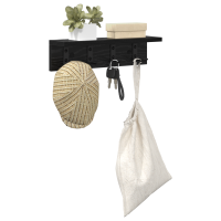 Produktbild för Väggmonterad Klädhängare Svart Ek 40 x 10,5 x 10,5 cm