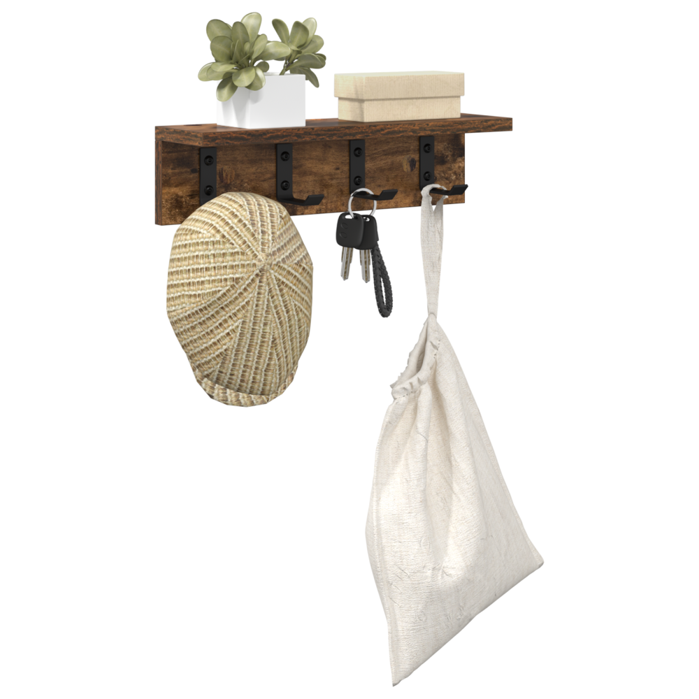 Produktbild för Väggmonterad Klädhängare Rökt ek 40 x 10,5 x 10,5 cm