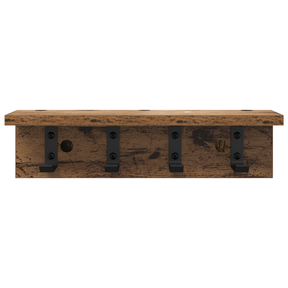 Produktbild för Väggmonterad Klädhängare Gammalt trä 40 x 10,5 x 10,5 cm