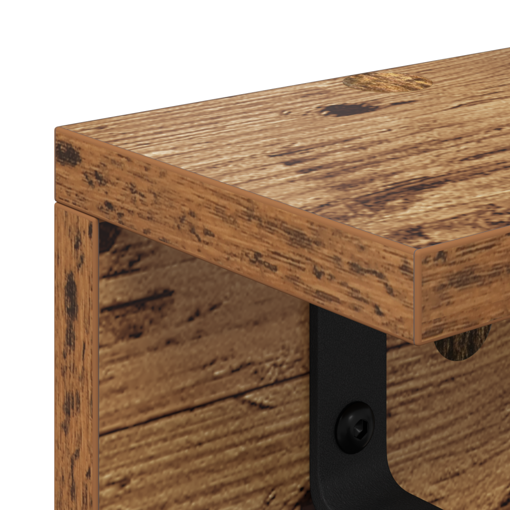 Produktbild för Väggmonterad Klädhängare Gammalt trä 40 x 10,5 x 10,5 cm