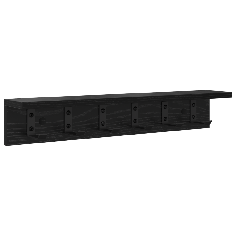 Produktbild för Väggmonterad Klädhängare Svart Ek 60 x 10,5 x 10,5 cm