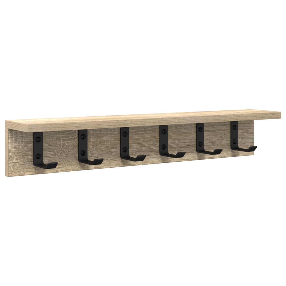 Produktbild för Väggmonterad Klädhängare Sonoma-ek 60 x 10,5 x 10,5 cm
