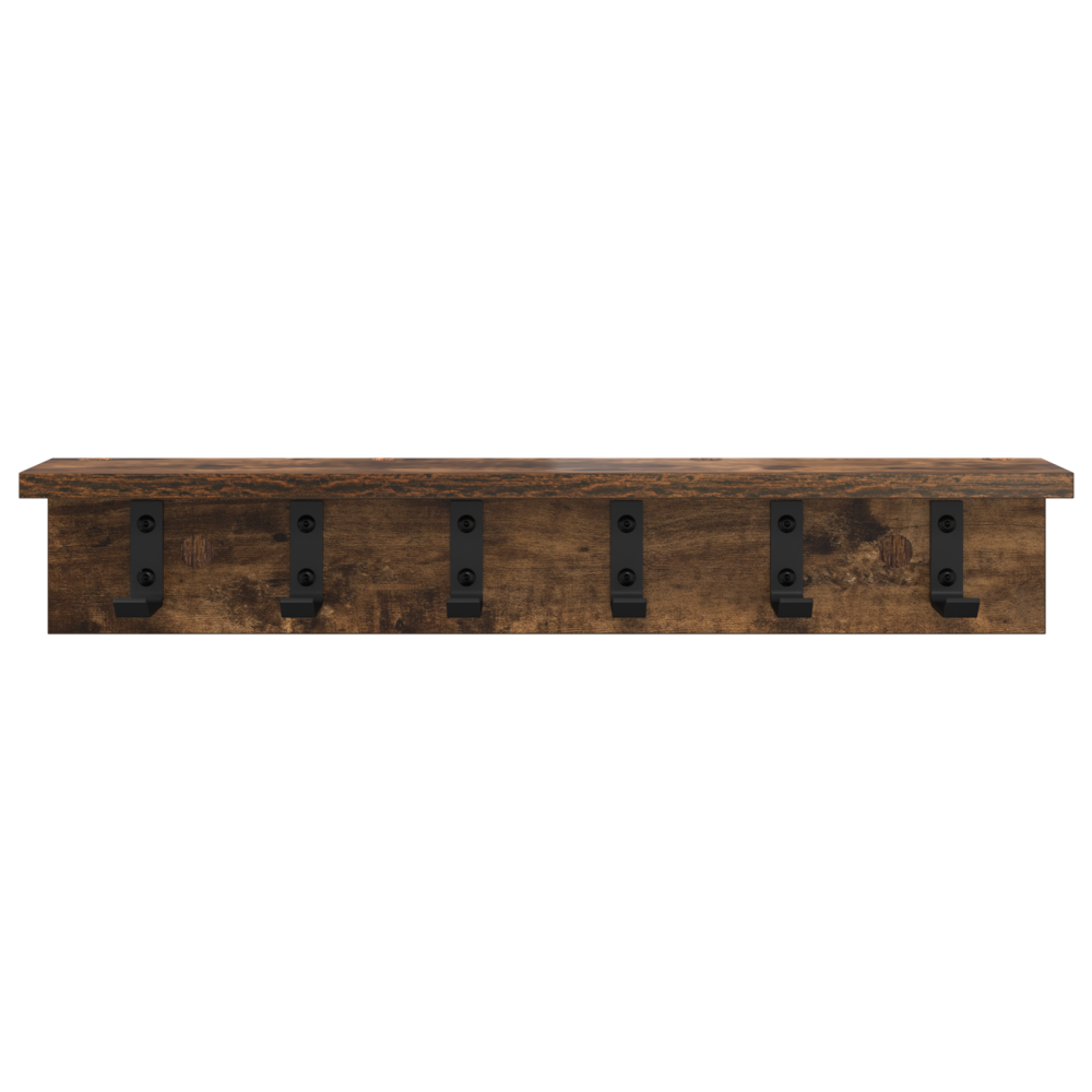 Produktbild för Väggmonterad Klädhängare Rökt ek 60 x 10,5 x 10,5 cm