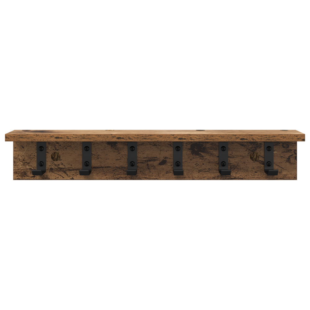 Produktbild för Väggmonterad Klädhängare Gammalt trä 60 x 10,5 x 10,5 cm