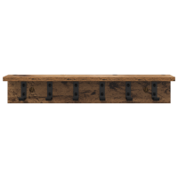 Produktbild för Väggmonterad Klädhängare Gammalt trä 60 x 10,5 x 10,5 cm