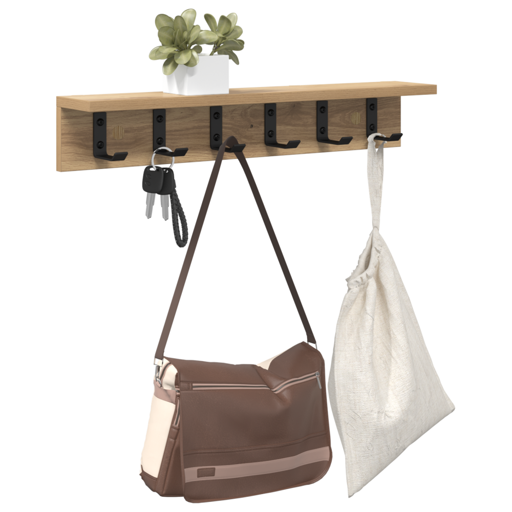 Produktbild för Väggmonterad Klädhängare Artisan Ek 60 x 10,5 x 10,5 cm