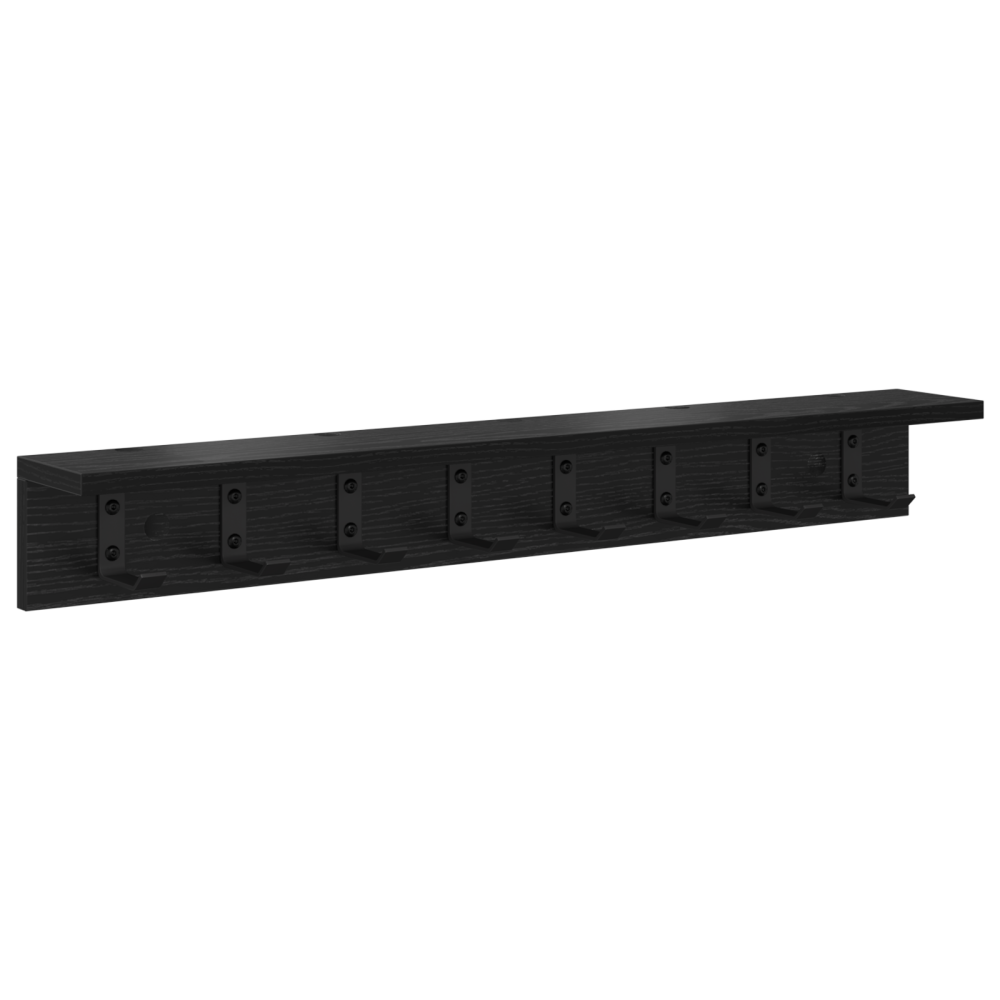 Produktbild för Väggmonterad Klädhängare Svart Ek 80 x 10,5 x 10,5 cm