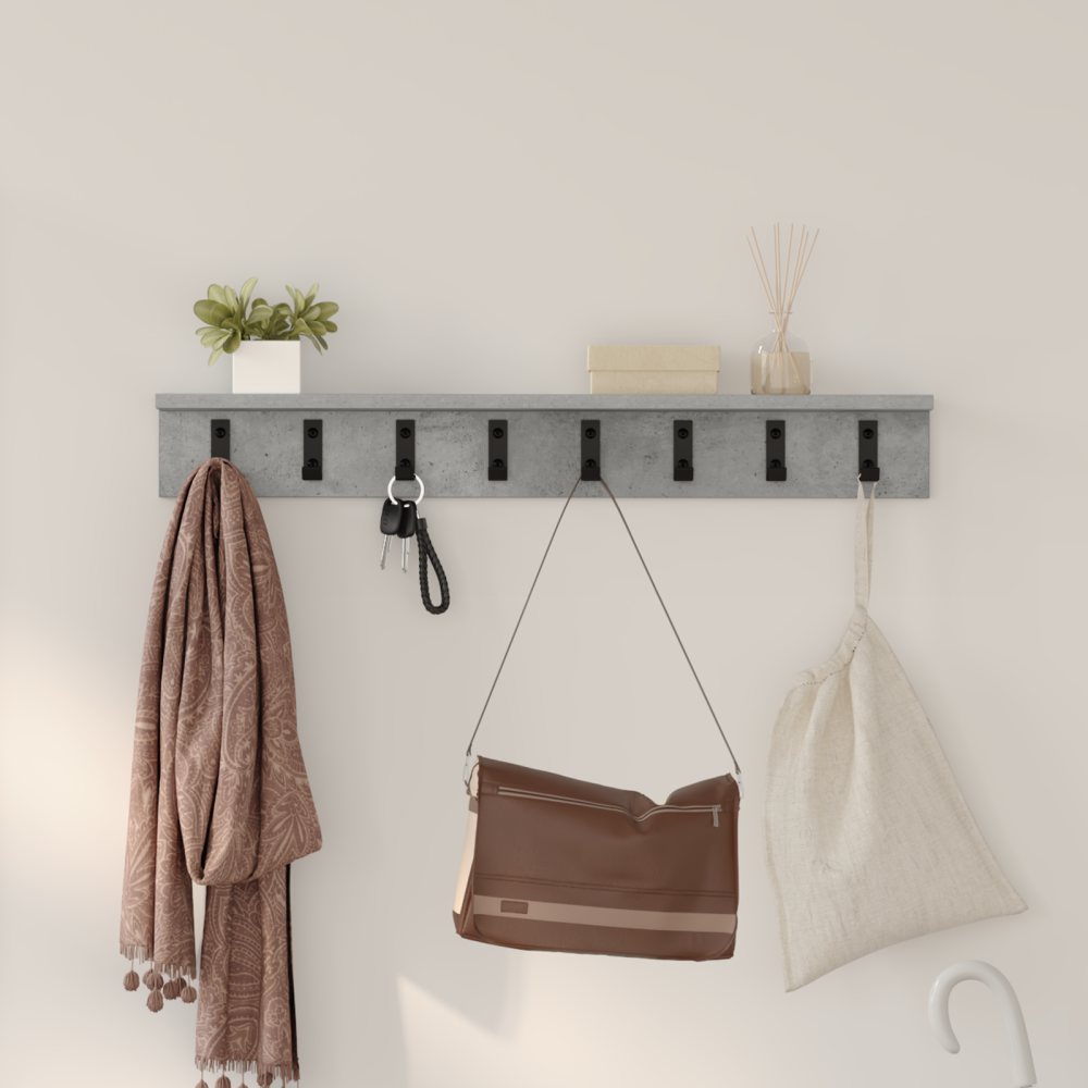 Produktbild för Väggmonterad Klädhängare Betonggrå 80 x 10,5 x 10,5 cm