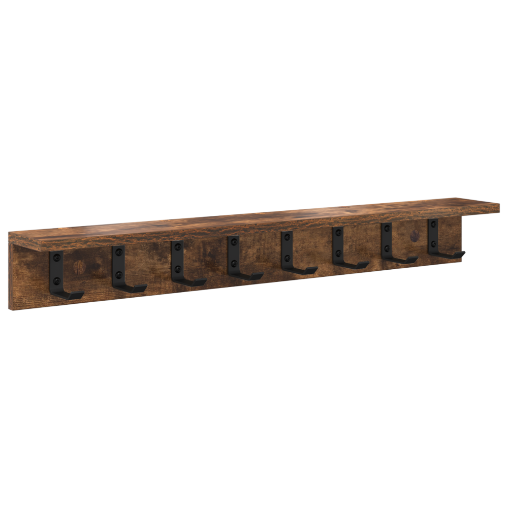Produktbild för Väggmonterad Klädhängare Rökt ek 80 x 10,5 x 10,5 cm