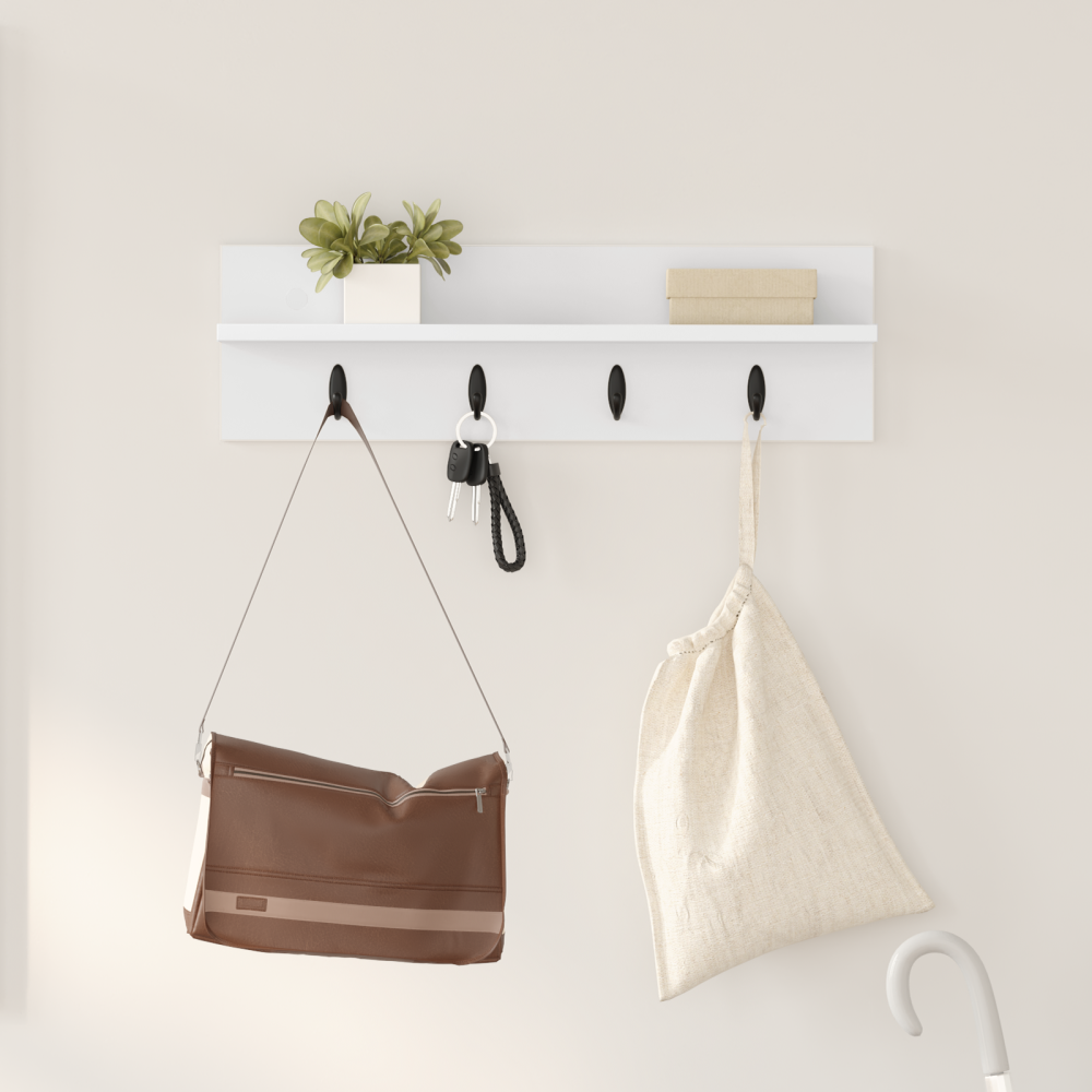 Produktbild för Väggmonterad Klädhängare Vit 60 x 10,5 x 18 cm Konstruerat trä
