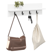 Produktbild för Väggmonterad Klädhängare Vit 60 x 10,5 x 18 cm Konstruerat trä