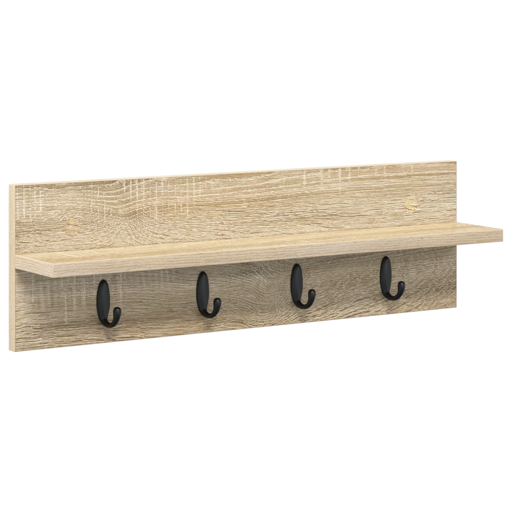 Produktbild för Väggmonterad Klädhängare Sonoma-ek 60 x 10,5 x 18 cm