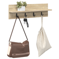 Produktbild för Väggmonterad Klädhängare Sonoma-ek 60 x 10,5 x 18 cm