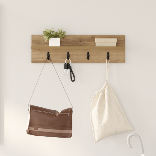 vidaXL Väggmonterad Klädhängare Artisan Ek 60 x 10,5 x 18 cm
