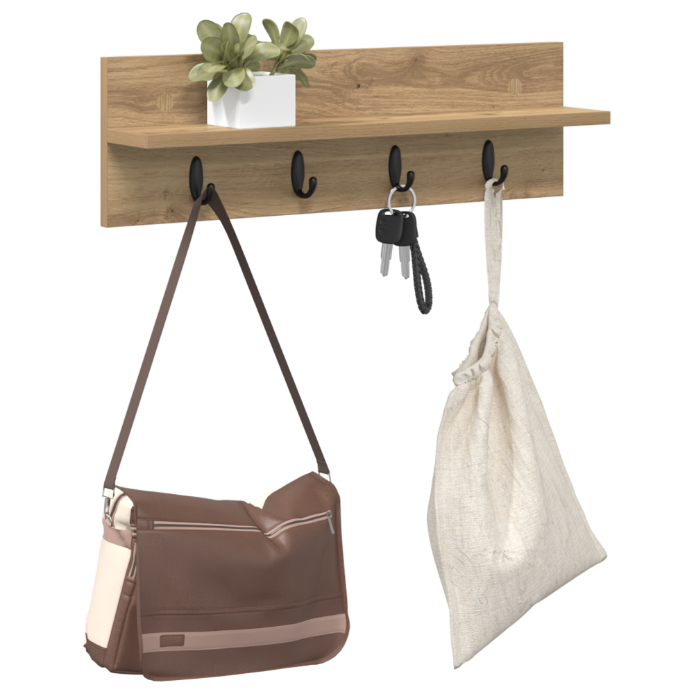 Produktbild för Väggmonterad Klädhängare Artisan Ek 60 x 10,5 x 18 cm