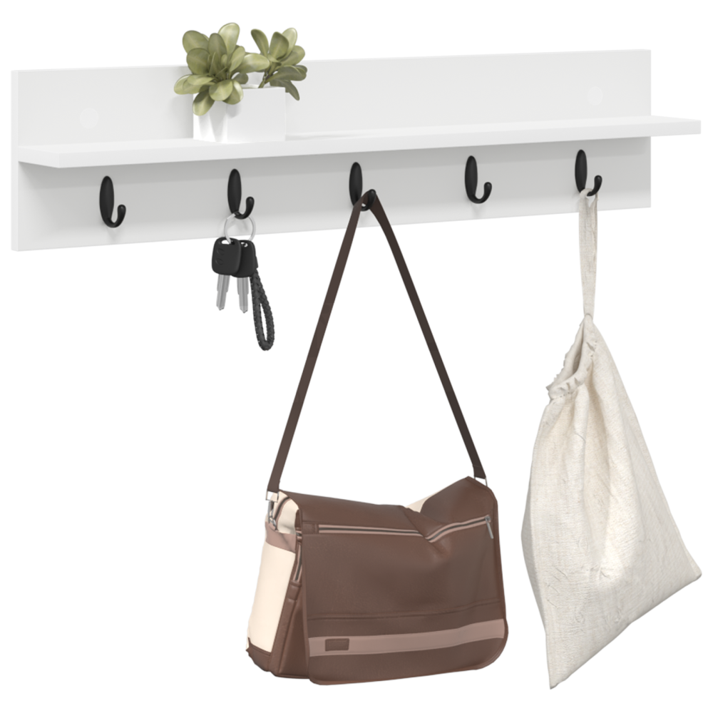 Produktbild för Väggmonterad Klädhängare Vit 80 x 10,5 x 18 cm Konstruerat trä