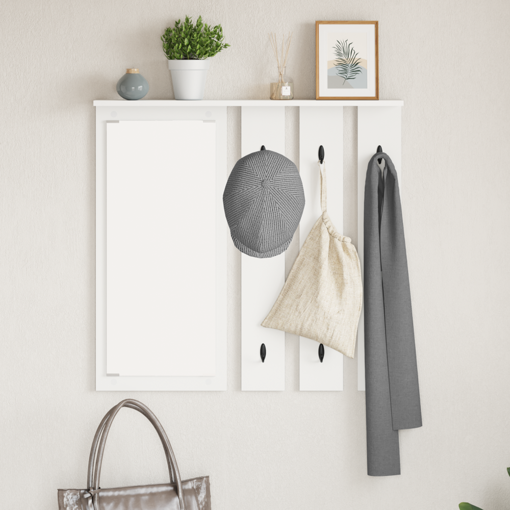 Produktbild för Väggmonterad Klädhängare Vit 84 x 10 x 80 cm Konstruerat trä