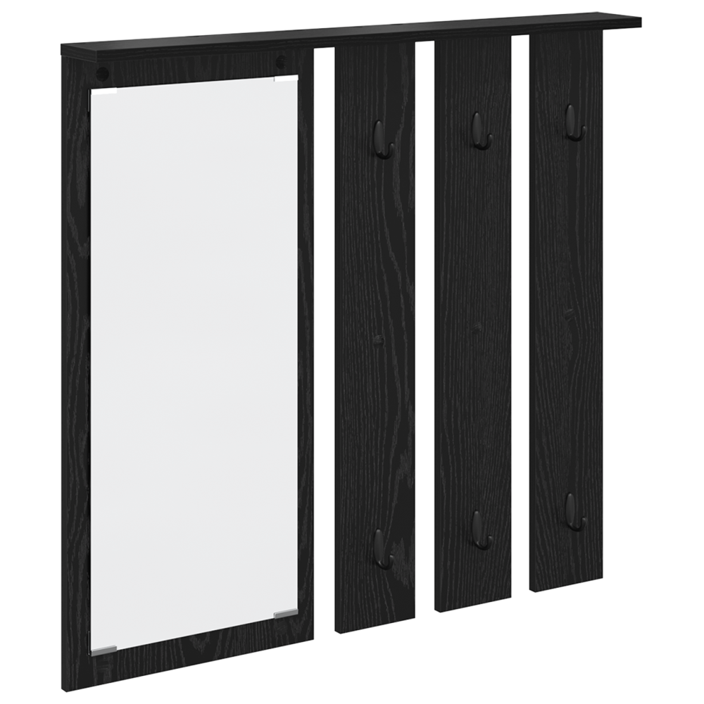 Produktbild för Väggmonterad Klädhängare med hylla Svart ek 84 x 10 x 80 cm
