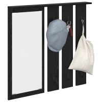 Produktbild för Väggmonterad Klädhängare med hylla Svart ek 84 x 10 x 80 cm